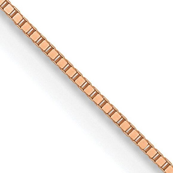 0.5mm 14K Rose Gold Solid Box Chain Necklace, 18 Inch - Picture 1 of 7